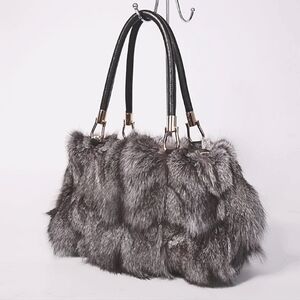 NWT $269 Real Fox and Leather Bag Purse Women's Shoulder Handbag